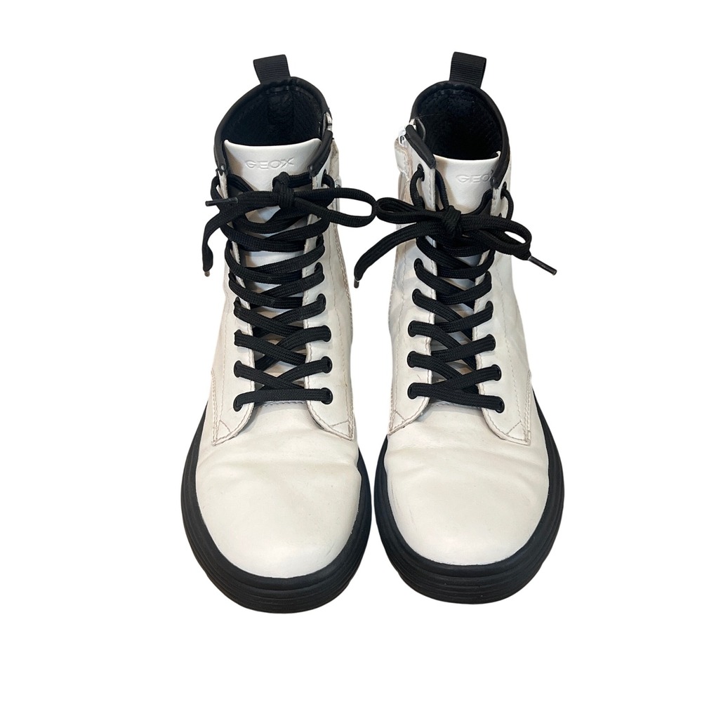 Geox white lace up combat boots European size 36.‎